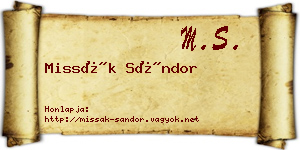 Missák Sándor névjegykártya